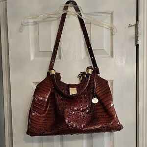 Brahmin Croc Embossed Leather Tote - Brown
